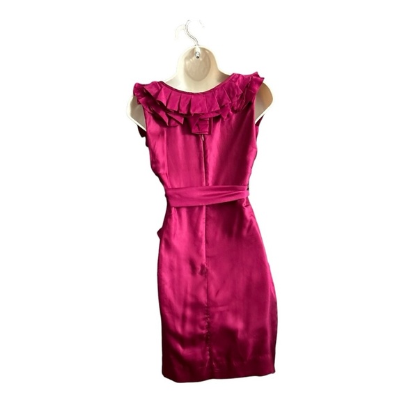 Anthropologie Yoana Barachi 100% Silk Shift Dress w/Tie Belt Pink Size 2 Lined. - Picture 2 of 7